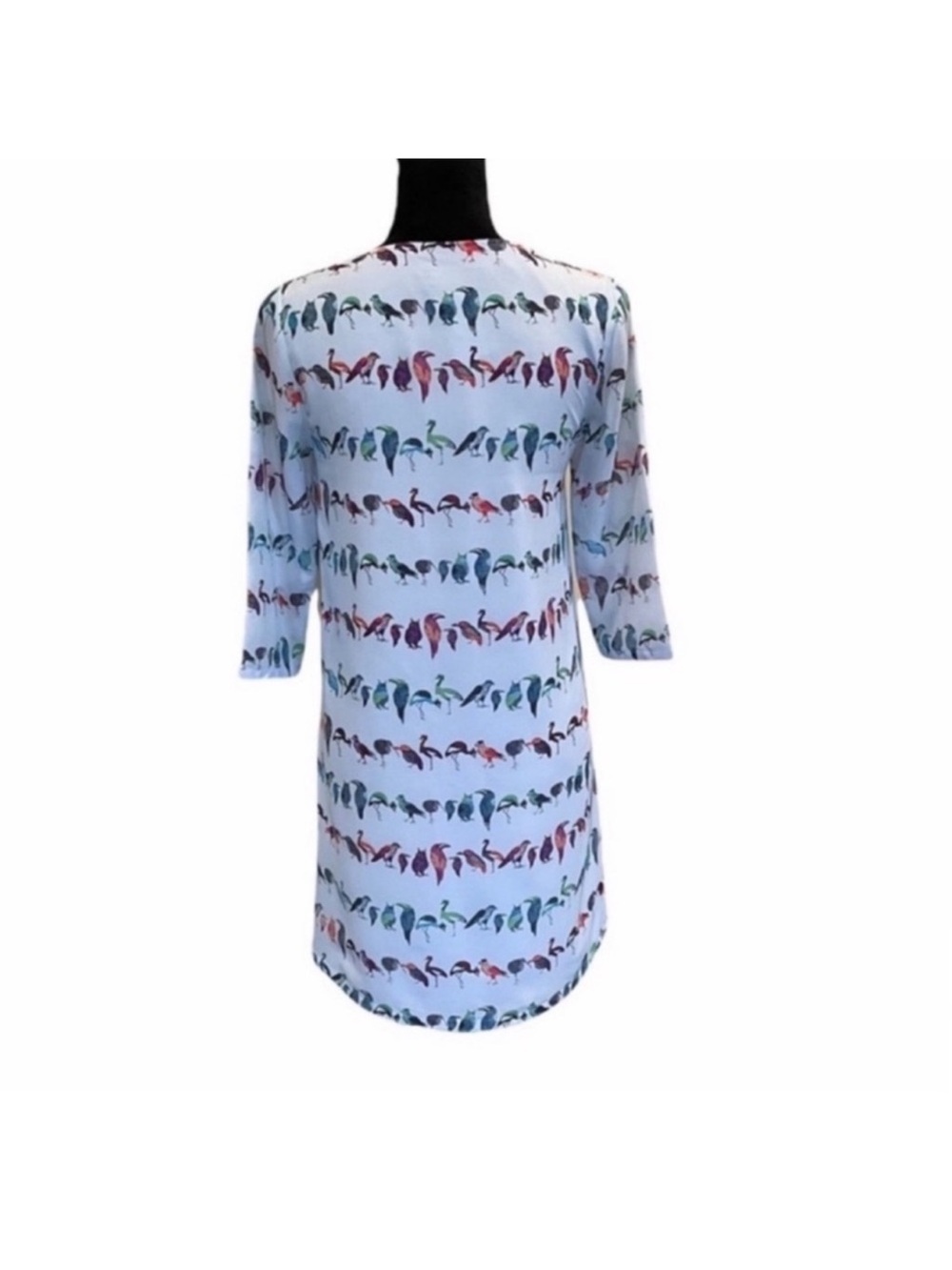 Ted Baker whimsical pastel blue short sleeve feminine bird print dress size 0 - Picture 5 of 12